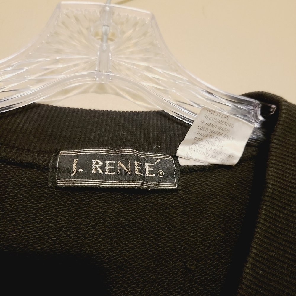 J. Renee | Vintage V-Neck Festive Art to Wear Embroidered Sweatshirt (One Size) - Picture 2 of 14